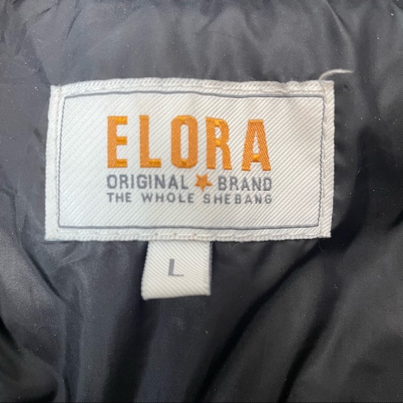 ELORA Women's Winter Vegan Down Puffer Mid Length Fur Trim Coat Size Large - Picture 6 of 7